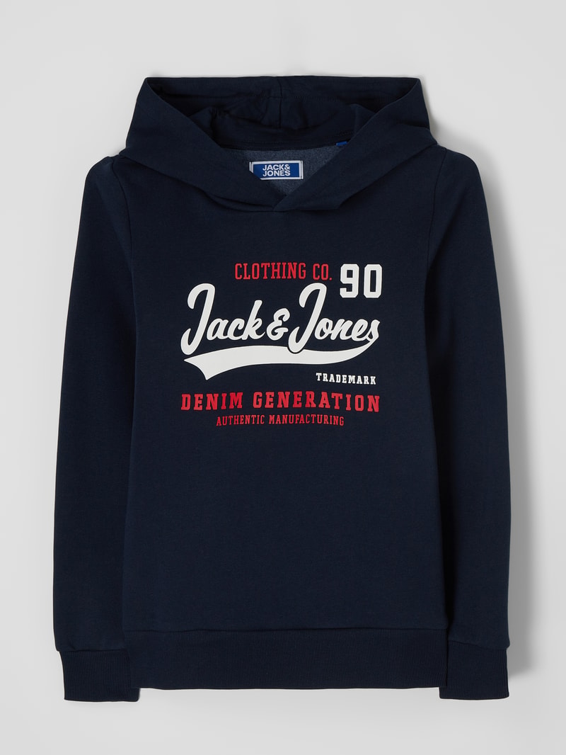 Hoodie mit Logo-Print in marineblau