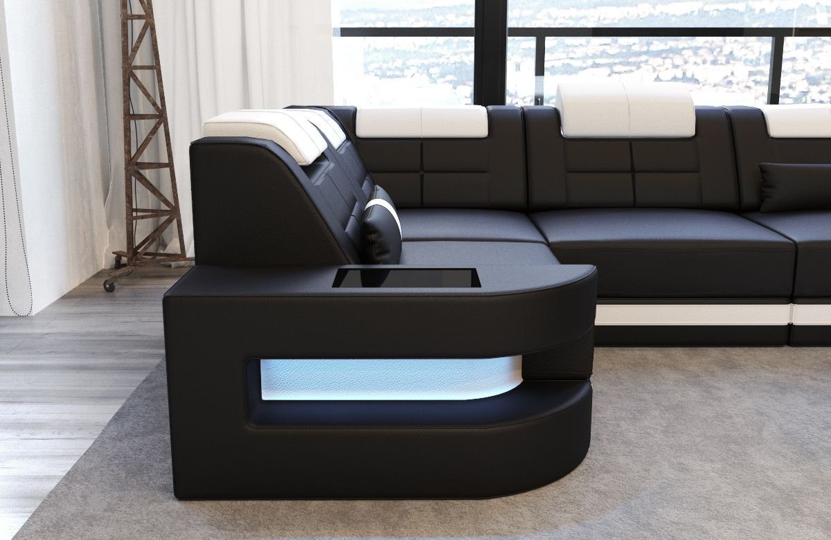 Sofa Dreams Ecksofa Ledercouch Sofa Leder Como L Form Ledersofa, Couch, mit LED, wahlweise mit Bettfunktion als Schlafsofa, Designersofa