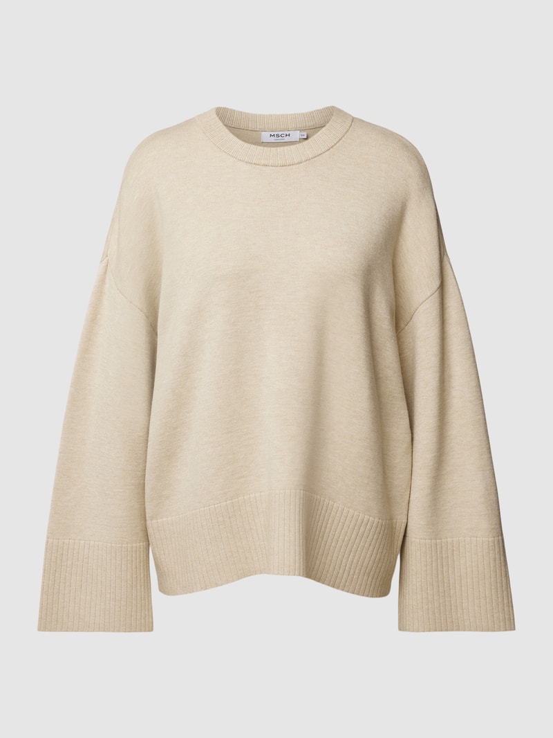 Strickpullover mit Rundhalsausschnitt Modell 'Odanna' in sand meliert