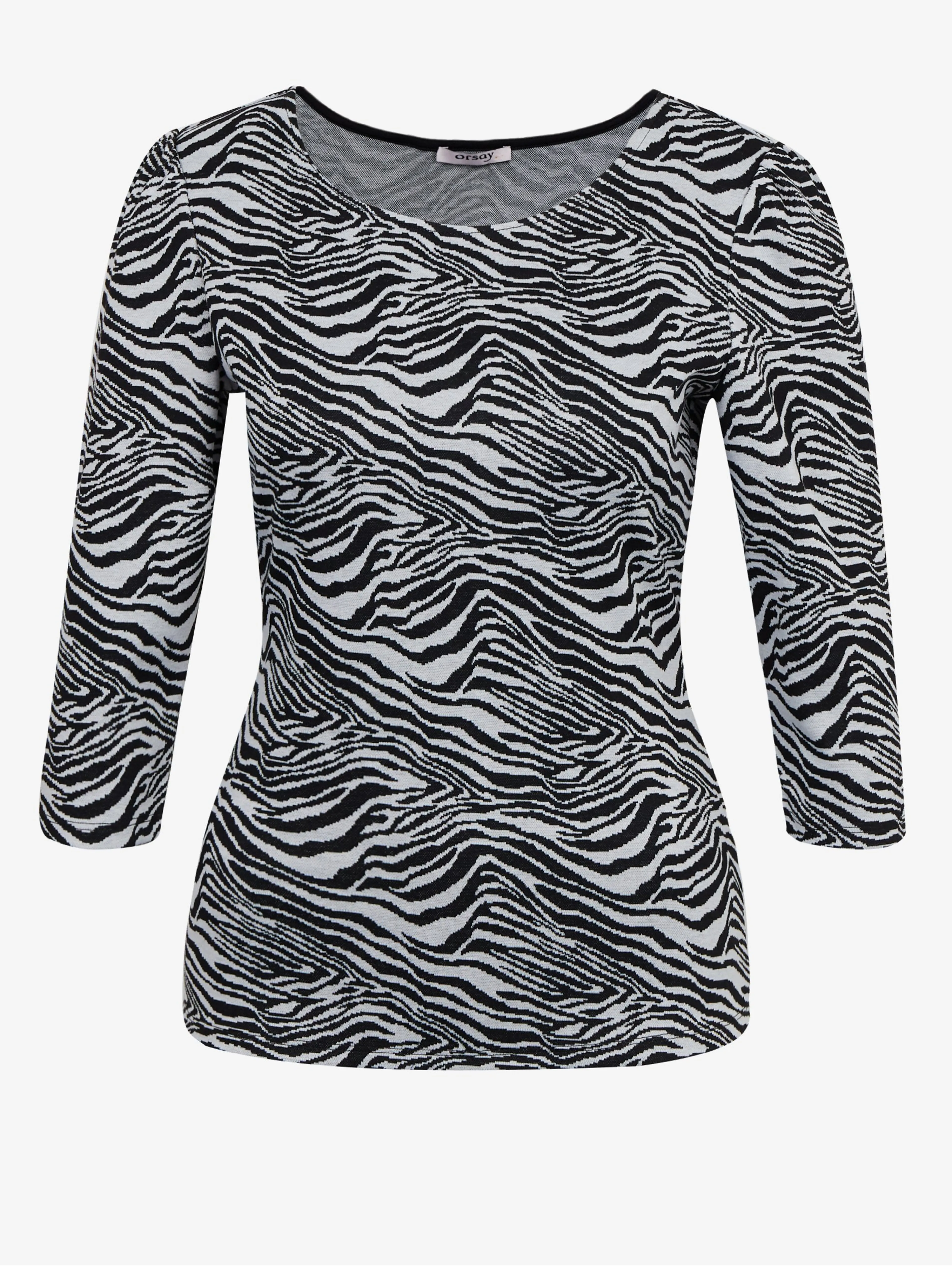 Weißes und schwarzes gemustertes Damen-T-Shirt ORSAY