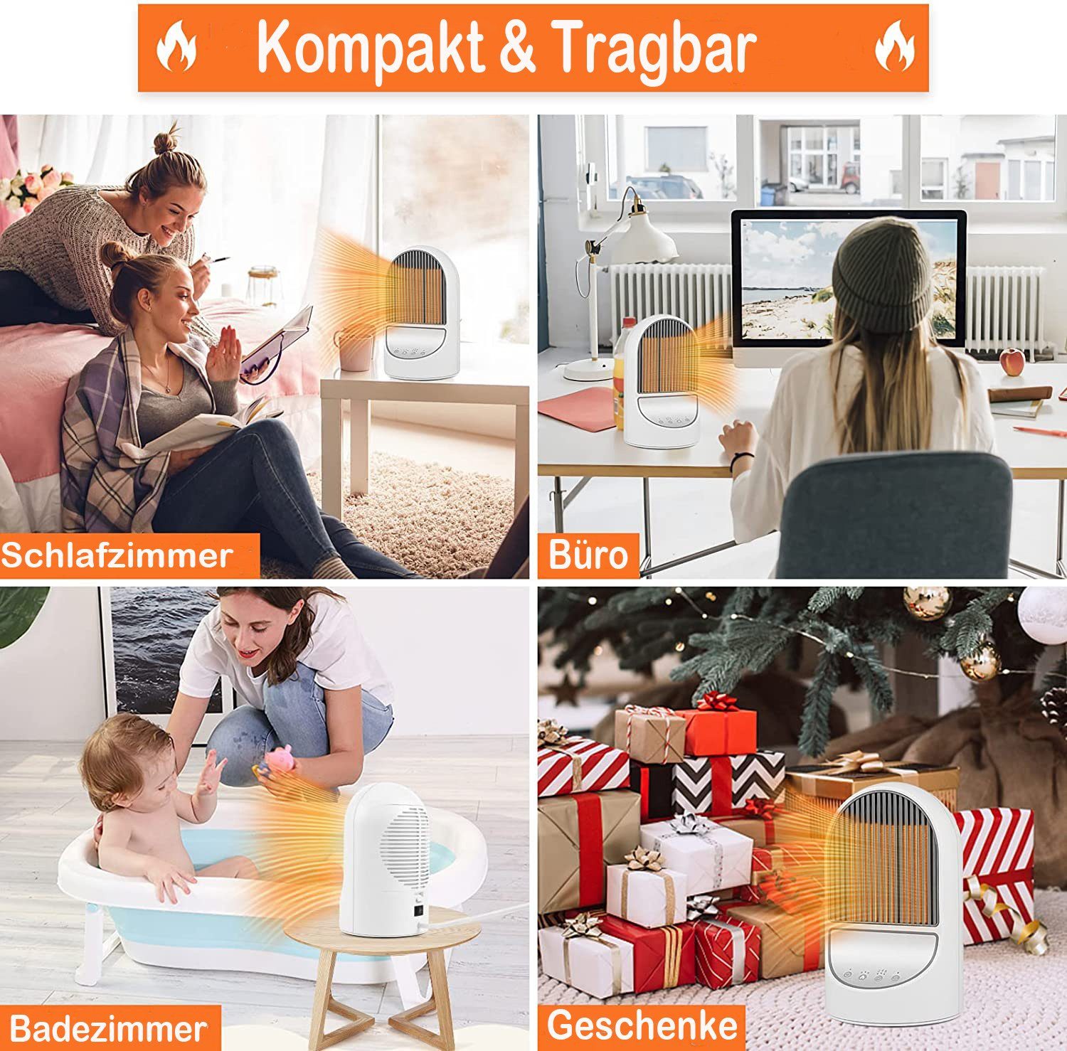 Mutoy Heizlüfter Keramikheizlüfter, 1200W Heizlüfter, Heizgerät, Heizung Energiesparend, 3 Heizstufen,Timer&Oszilationsfunktion,Kippschutz & Überhitzungsschutz