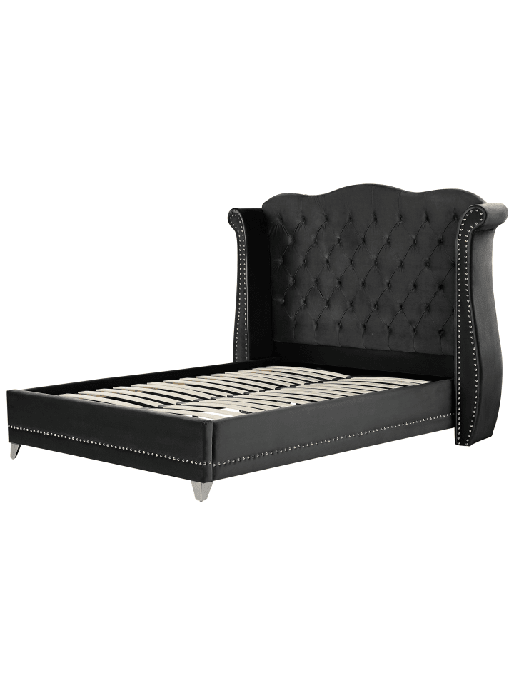 Beliani Doppelbett AYETTE in Schwarz - (W) 205 x (H) 154 x (L) 215 cm günstig kaufen onesize