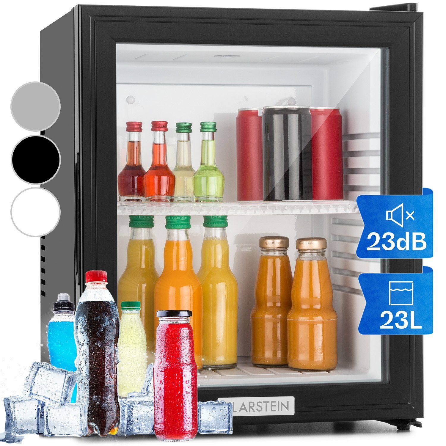 Klarstein Table Top Kühlschrank HEA-MKS-12 10005439A, 47 cm hoch, 38 cm breit, Hausbar Minikühlschrank ohne Gefrierfach Glastür klein Kühlschrank