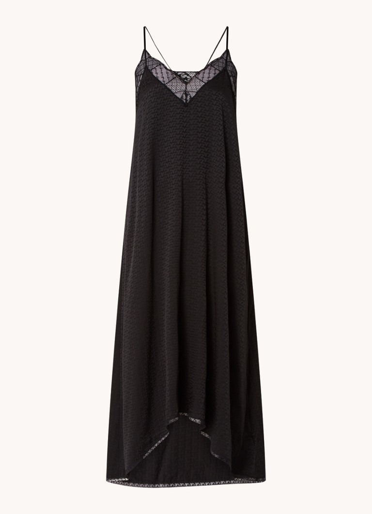 Zadig&Voltaire Risty silk maxi dress with jacquard logo print and lace