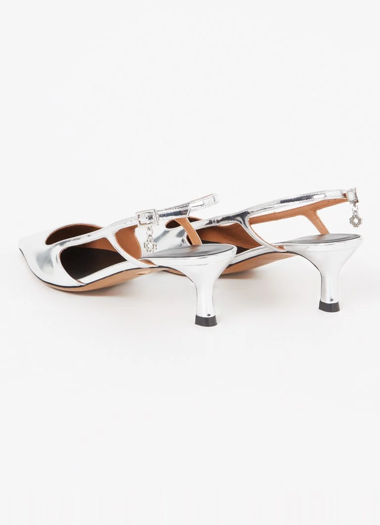 Majee-nahkainen slingback-laukku metallinhohtoisella viimeistelyllä