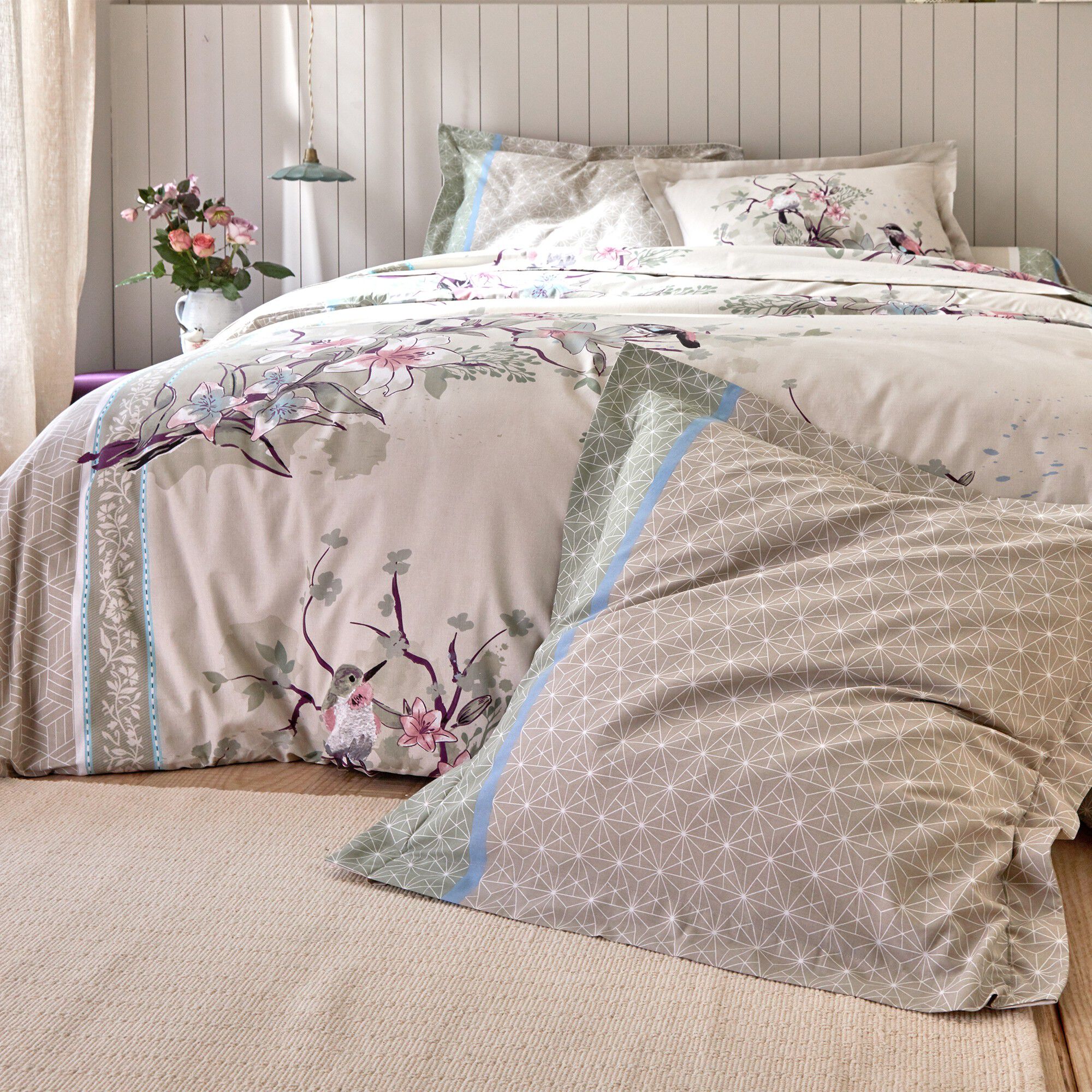 Linge de lit Birdy en coton imprimé oiseaux