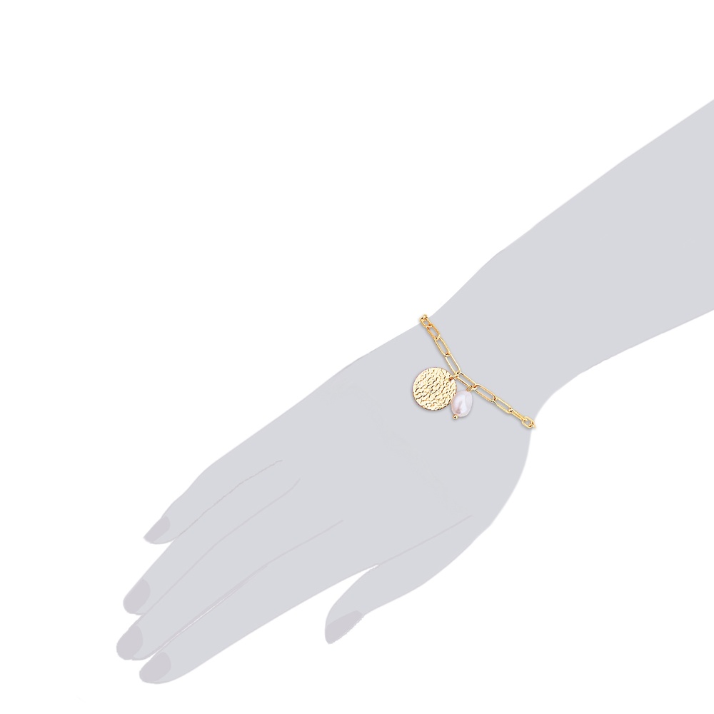 Valero Pearls Bracelet en acier inoxydable Acier inoxydable Perle de culture d'eau douce en Or  Bracelet