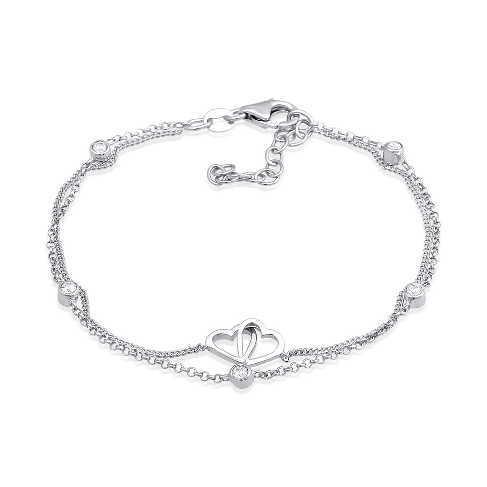 Elli Elli Bracelet Femmes couches pendentif cœur avec zircon en argent sterling 925 Bracelet