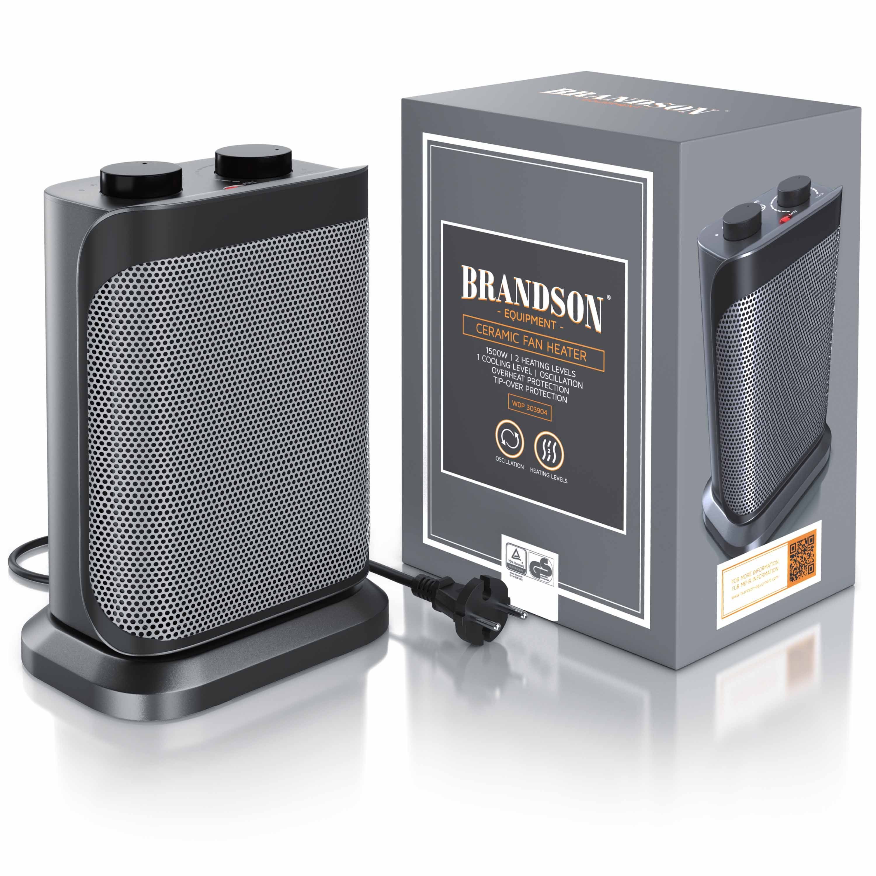 Brandson Keramikheizlüfter, 1500 W, Keramik Heizlüfter mit Oszilationsfunktion, Bad Keramikheizgerät
