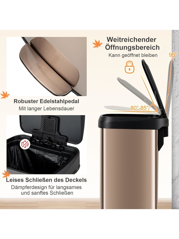 COSTWAY Mülleimer 50L in Gold günstig kaufen 41 cm