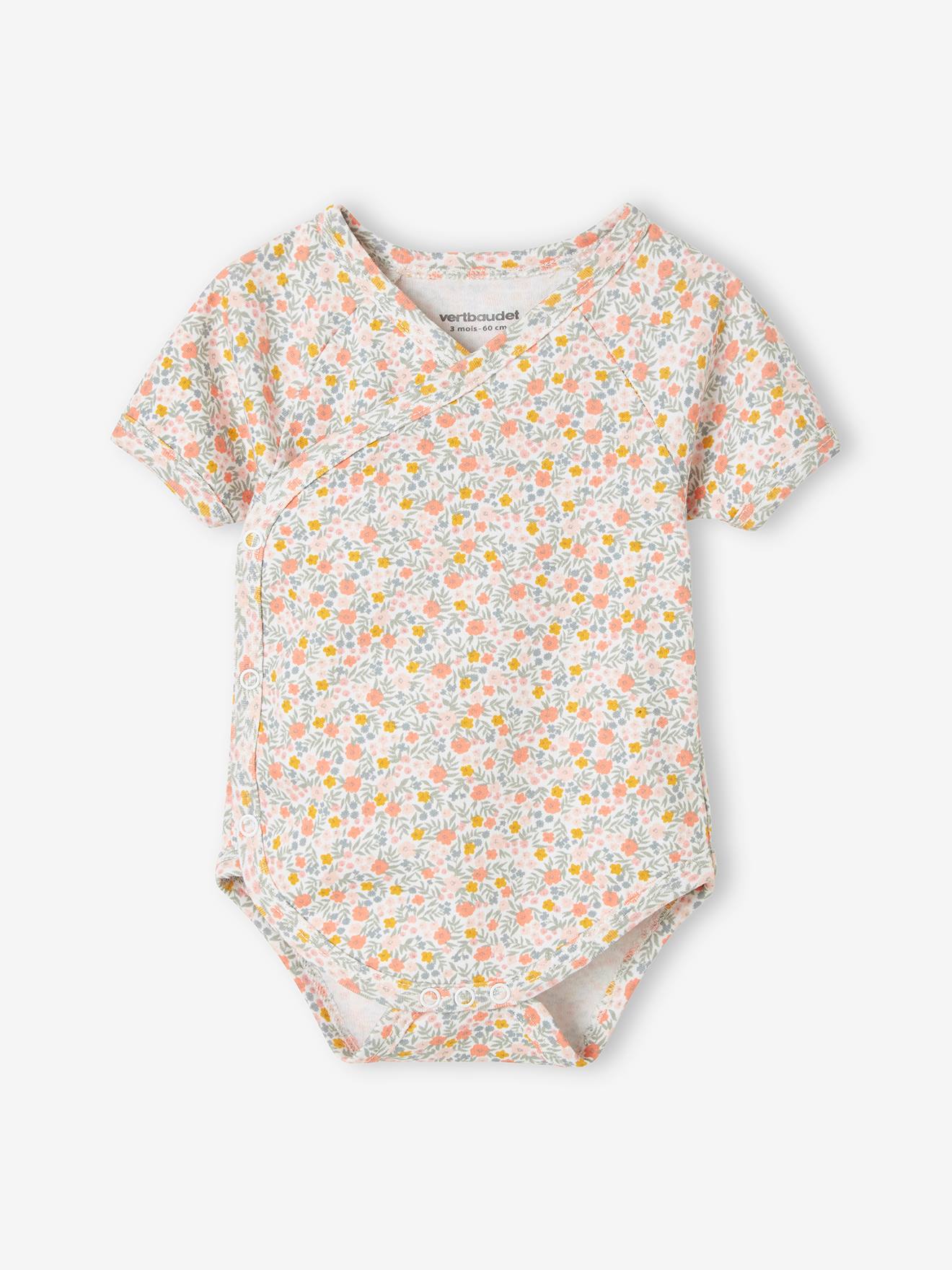 Vertbaudet 3er-Pack Baby Kurzarmbodys mit Blumen Oeko-Tex - pack graugrün
