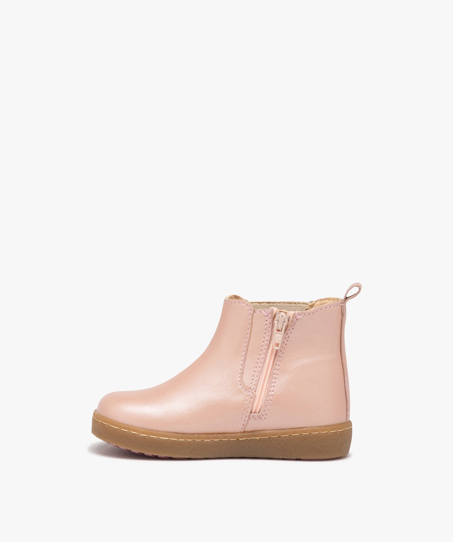 Boots fille en cuir uni style Chelsea - NA! rose | GEMO
