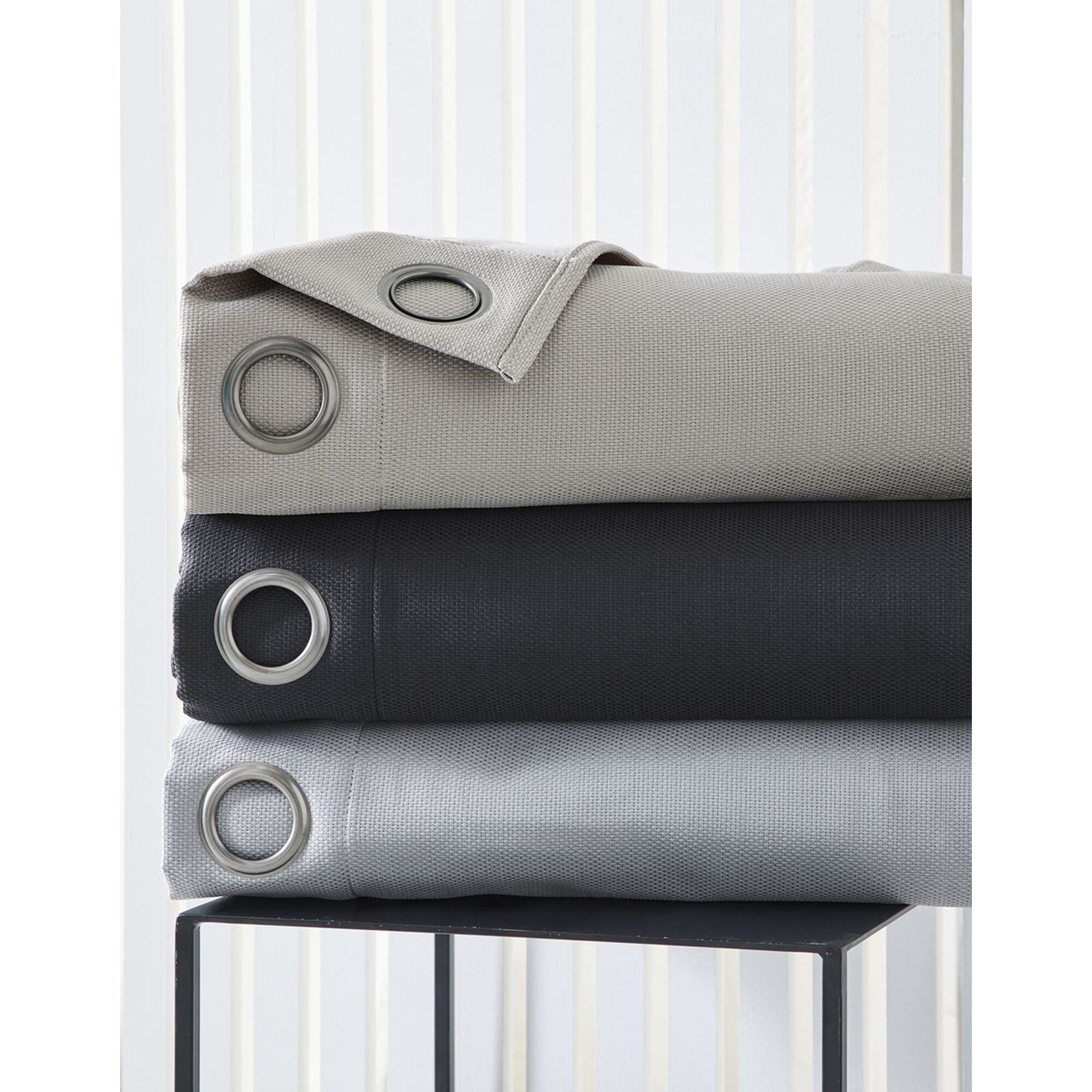 Rideau isolant effet chambray finition oeillets