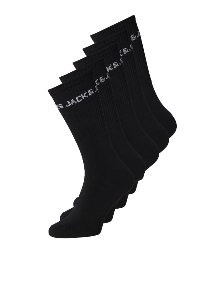 JACK & JONES Junior 5er Pack Socken JACBASIC LOGO TENNISSOCK JNR in black günstig kaufen 33-37