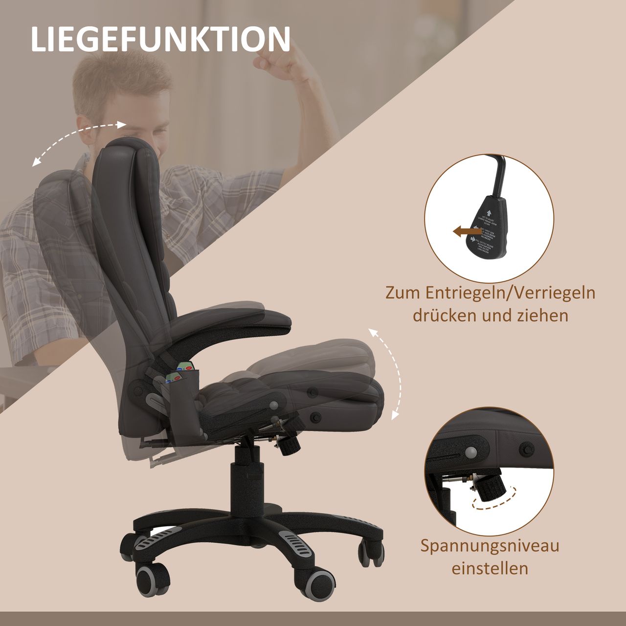 HOMCOM Bürosessel mit Massage,Wärme-Funktion
