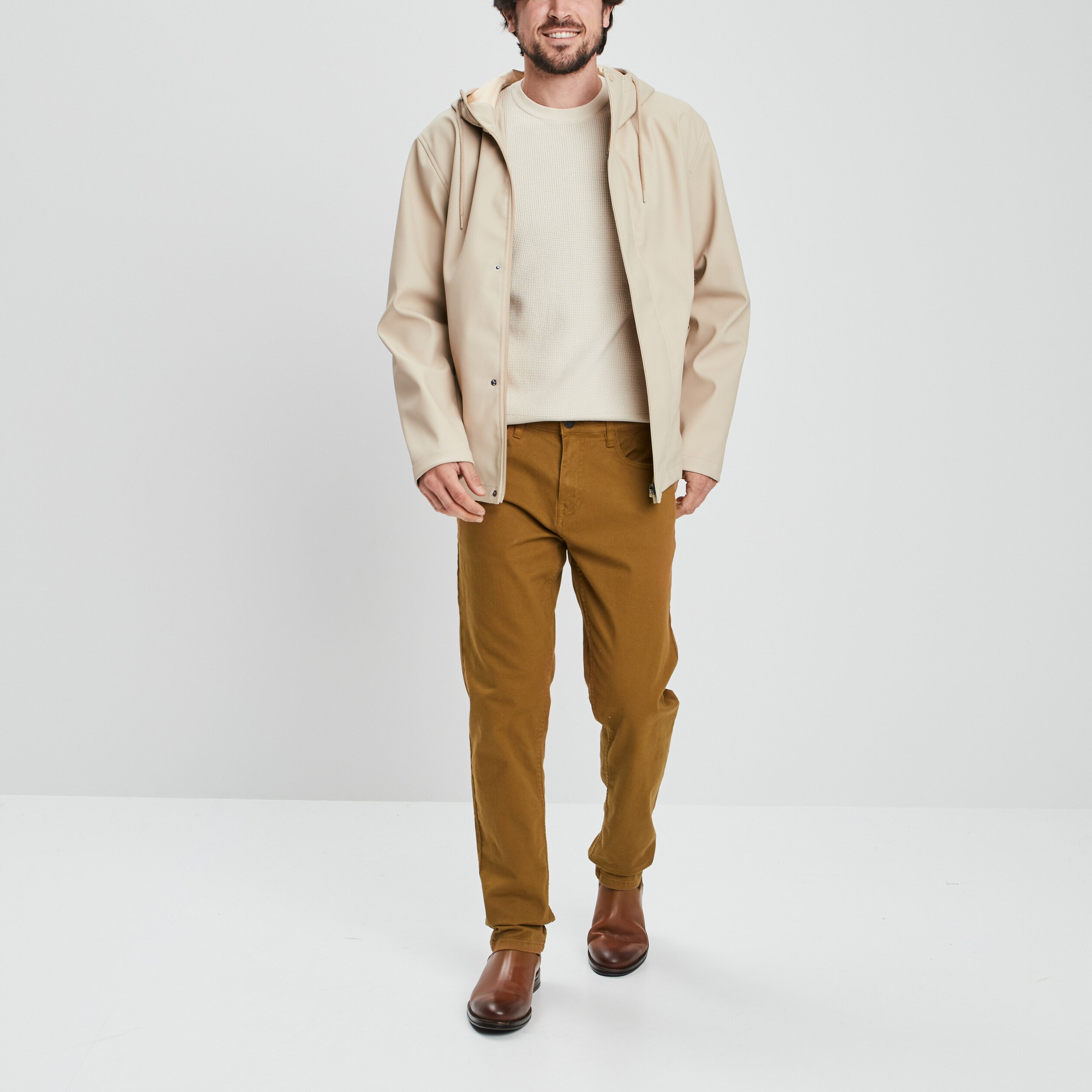 Pull avec col rond à relief creme homme | La Halle