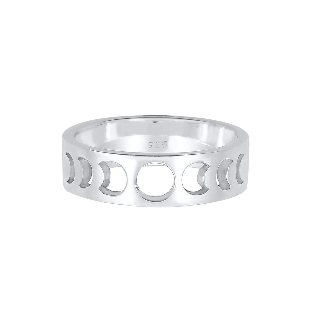 Elli Elli Bague bague pour dames phases de la lune demi-lune look astro en 925/1000 ar Bague