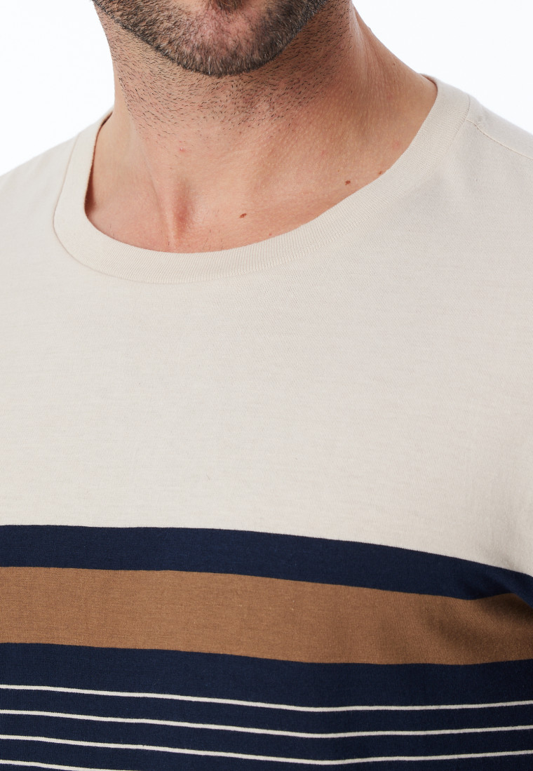Schlafanzug lang Streifen nachtblau - Casual Nightwear
