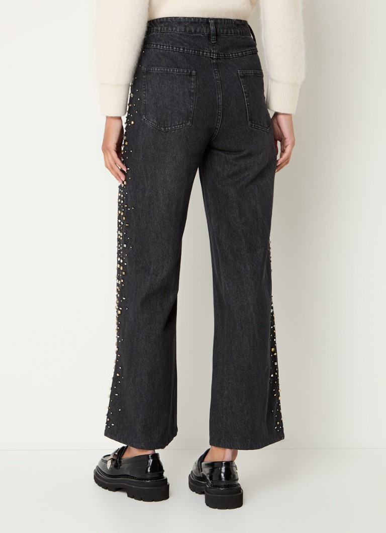 Sandro  High waist loose fit cropped jeans met strass
