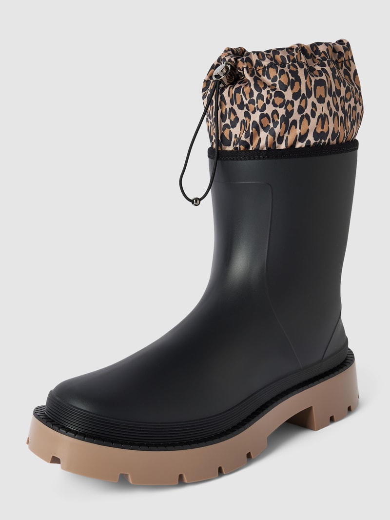 Gummistiefel mit Animal Print in schwarz