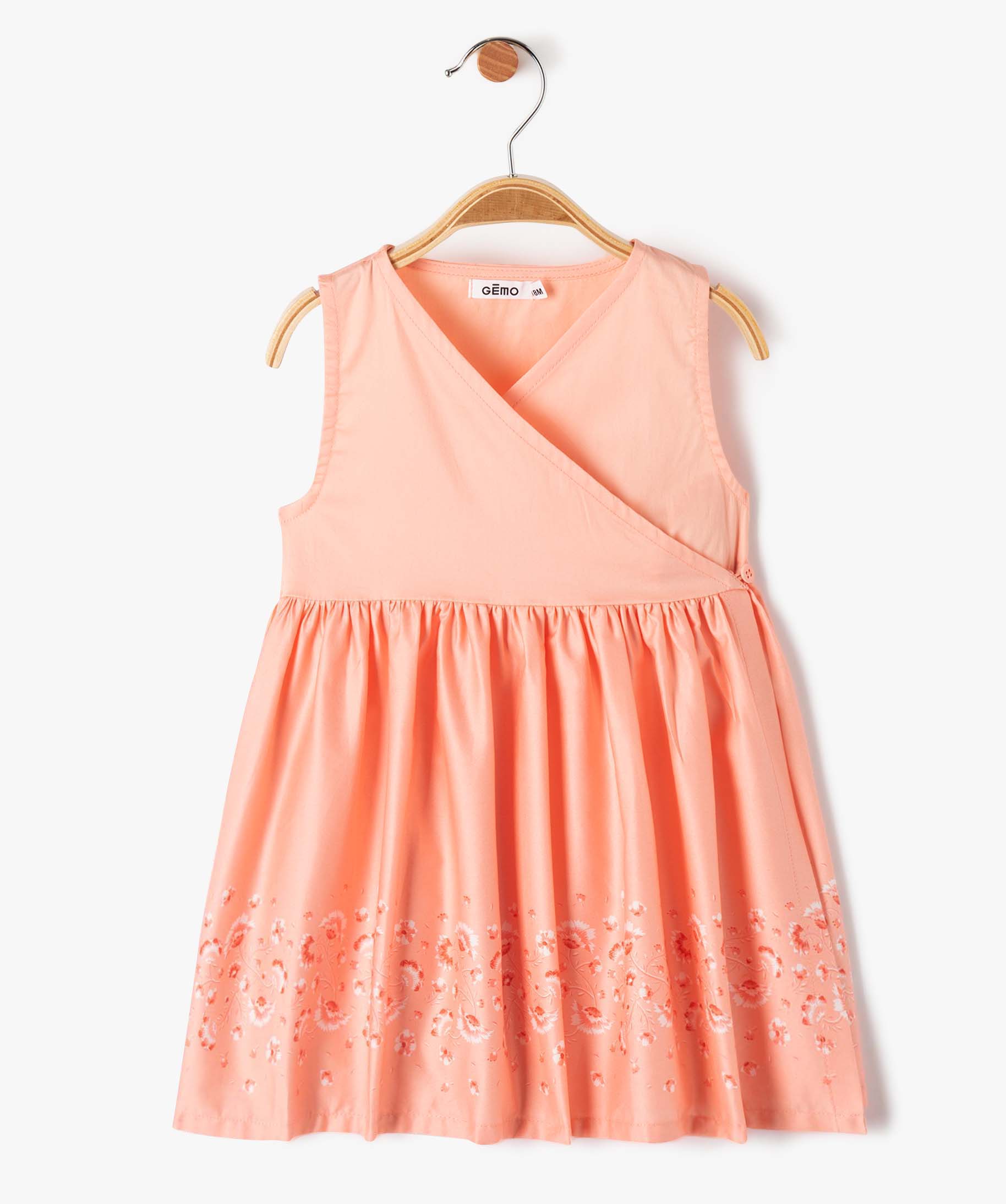 Robe bébé fille portefeuille à motif fleuri orange | GEMO