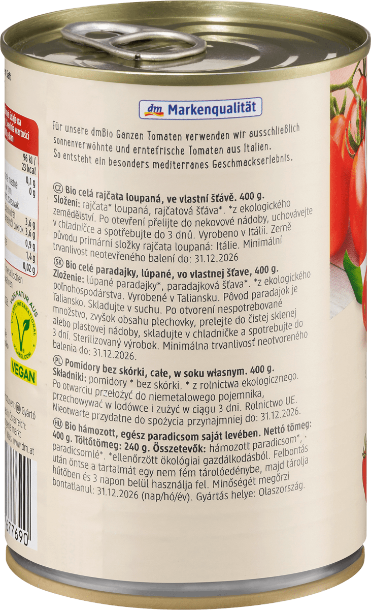 Ganze Tomaten, geschält, 400 g