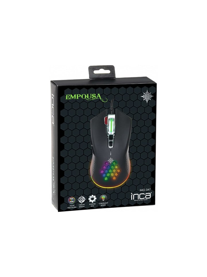 Inca INCA IMG-347 Emmpousa RGB 7200 DPI Maktrotasten Professionelle Gaming in schwarz günstig kaufen onesize