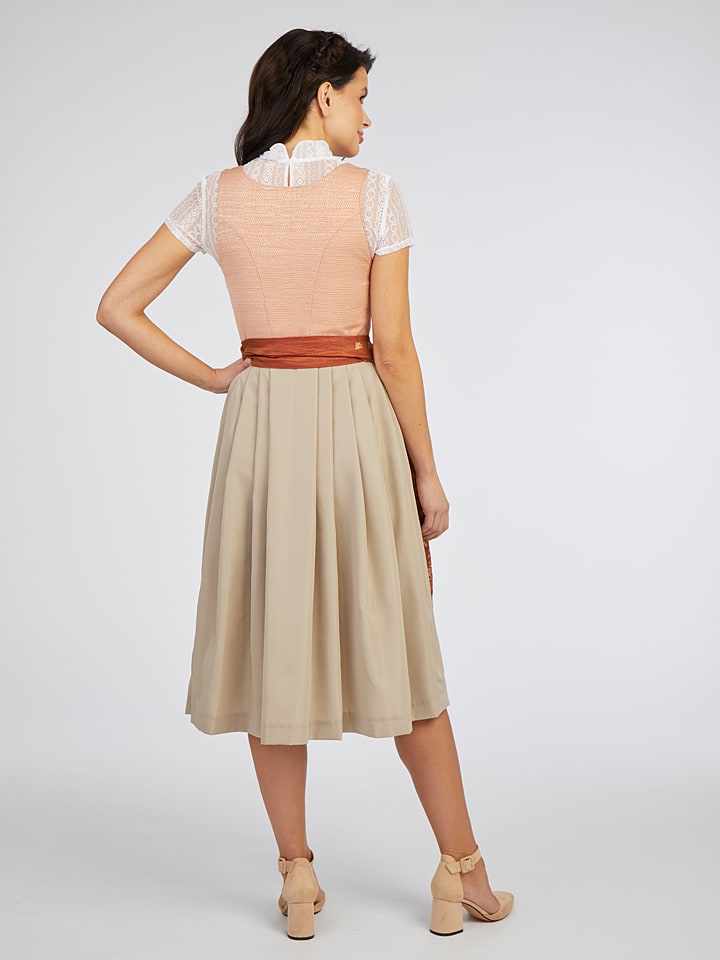 Turi Landhaus Dirndl in Apricot/ Beige/ Camel günstig kaufen