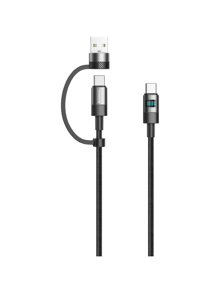 COFI 1453 Xssive 2in1 PD Schnelllade-USB-Kabel XSS-CCA-1.2m in Schwarz günstig kaufen 120 cm