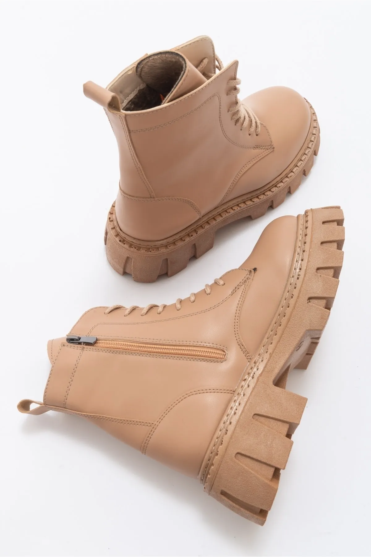 LuviShoes  Tool Dunkelbeige Damenstiefel