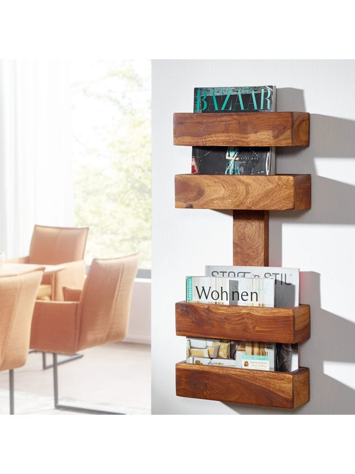 KADIMA DESIGN Zeitungsständer aus Massivholz, klassisch und stilvoll, viel Stauraum in Braun günstig kaufen onesize