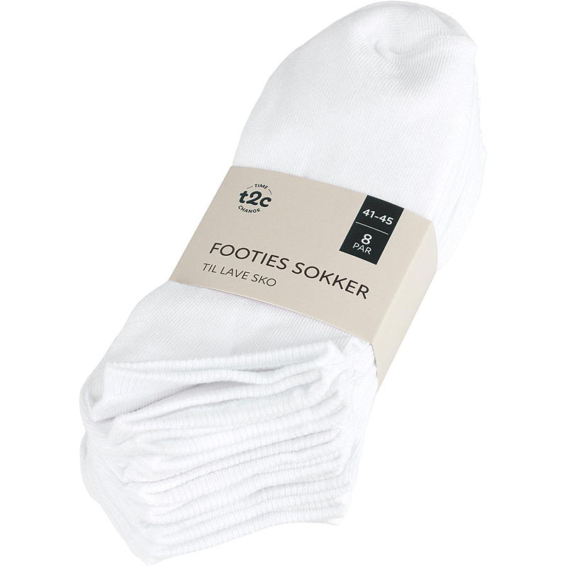 Time 2 Change Footies 8-pk str 41/45, hvit