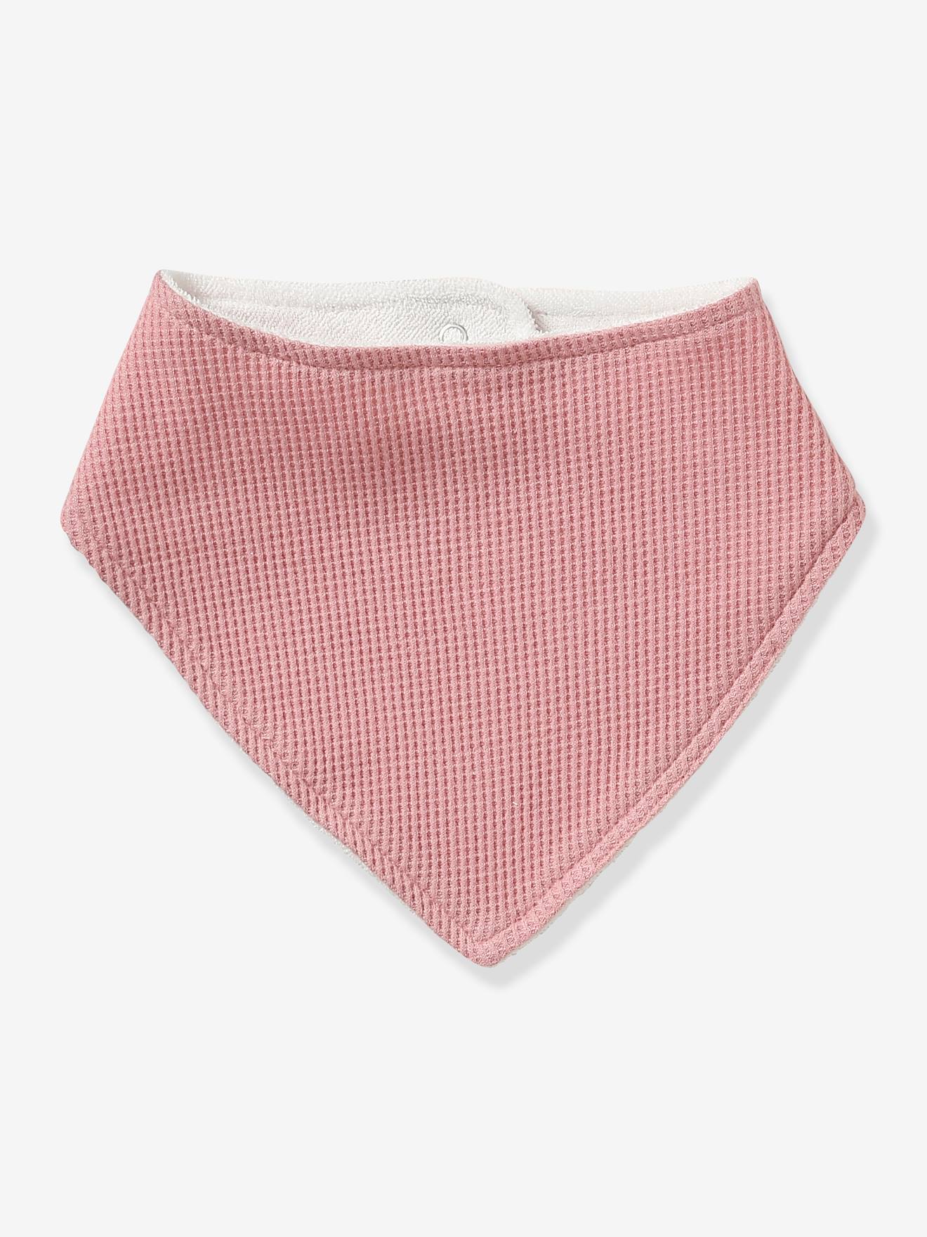 Lot de 3 bavoirs bandanas en nid d'abeille imprimé coeurs