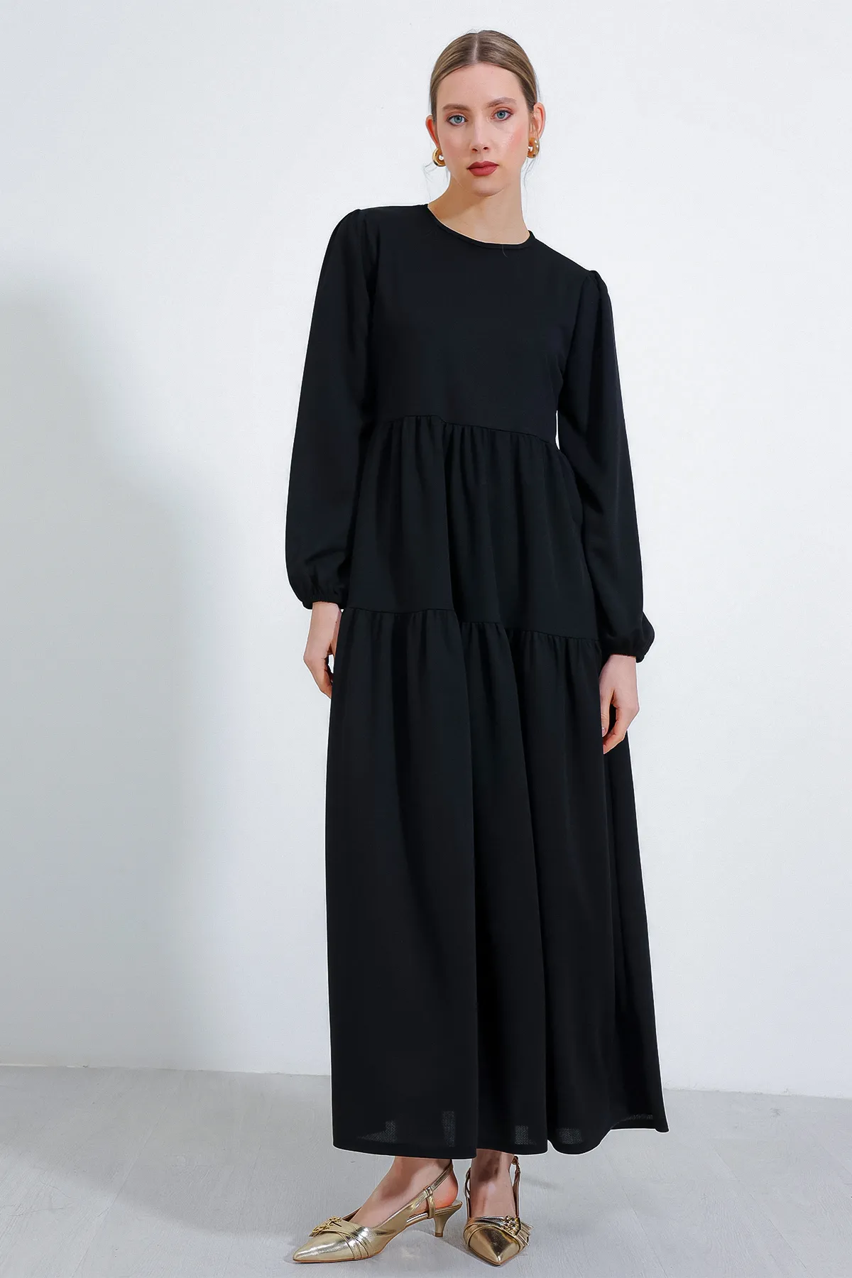 Bigdart  Schwarzes langes gestricktes Hijab-Kleid für Damen 2482
