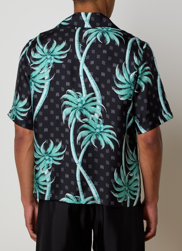 Camicia in seta Amir dalla vestibilità classica con stampa tropicale.