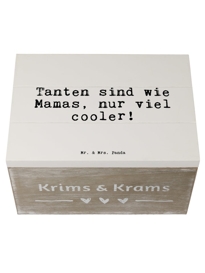Mr. & Mrs. Panda Holzkiste Tanten sind wie Mamas,... mit Spruch in Weiß günstig kaufen