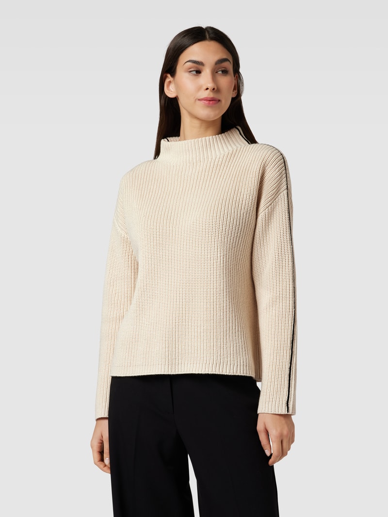 Strickpullover mit Stehkragen Modell 'Puntsi' in ecru