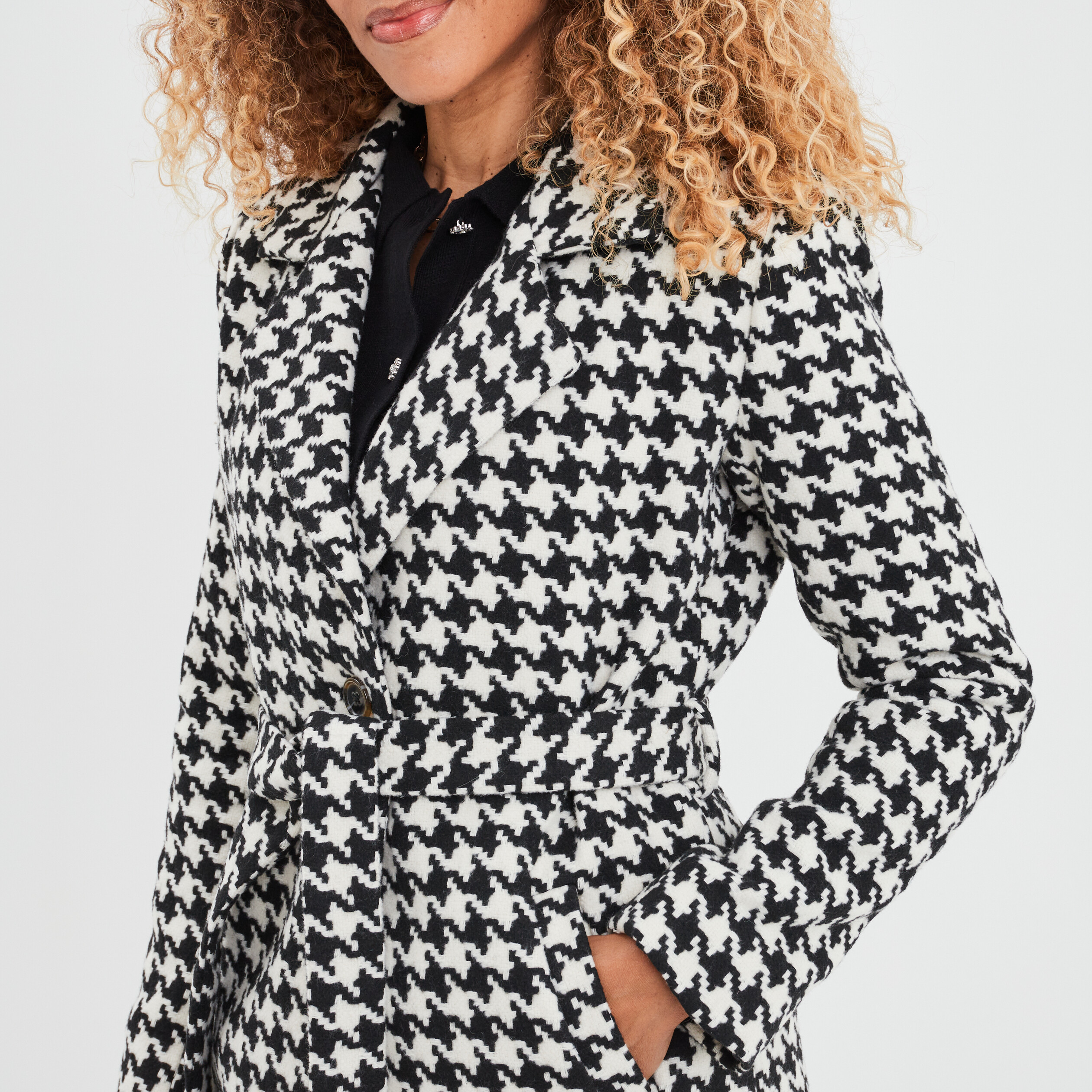Manteau mi-long ceinturé ecru femme | La Halle