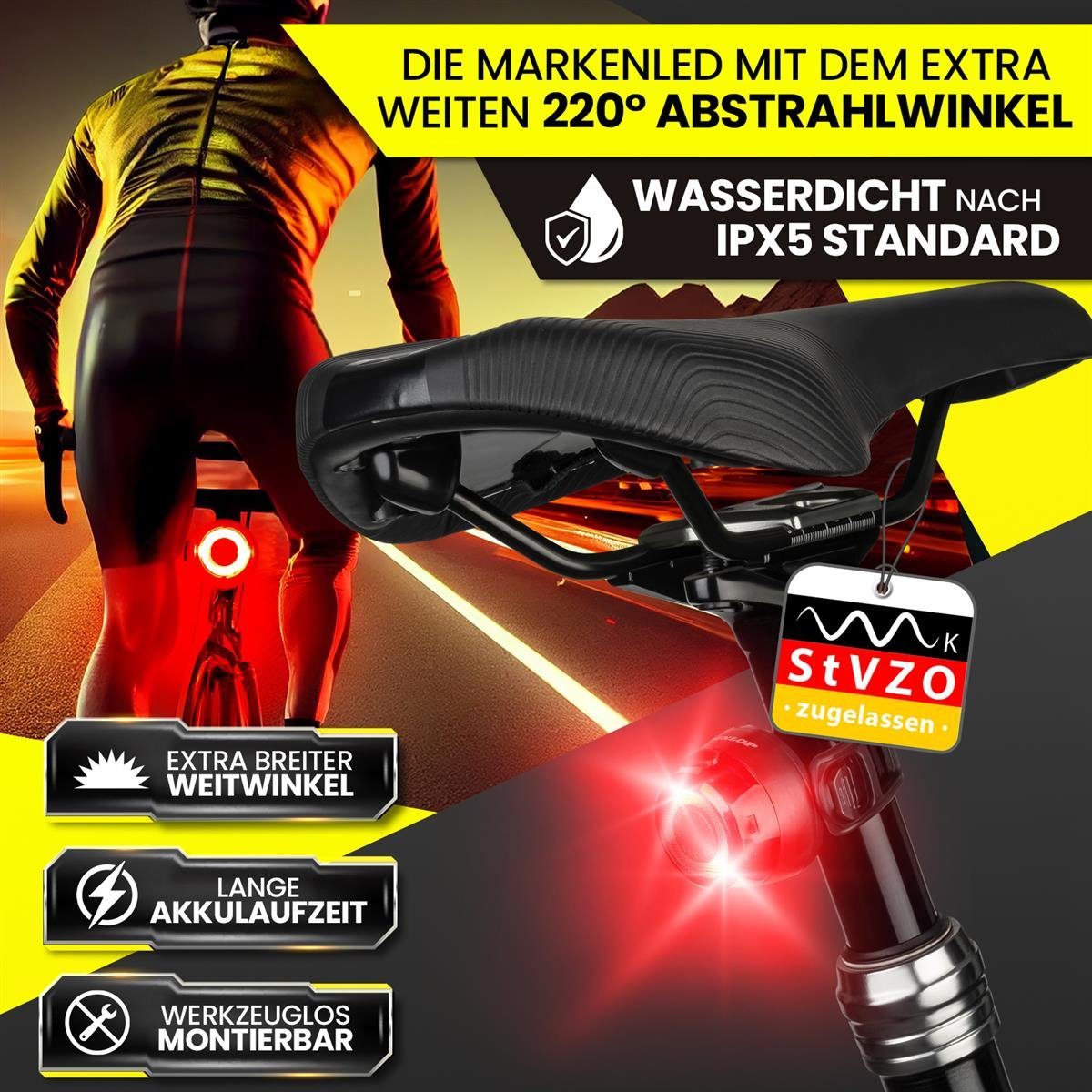 Dunlop Fahrradbeleuchtung Dunlop Fahrradlicht Fahrrad Licht - Extra helles LED Licht Hochleistun