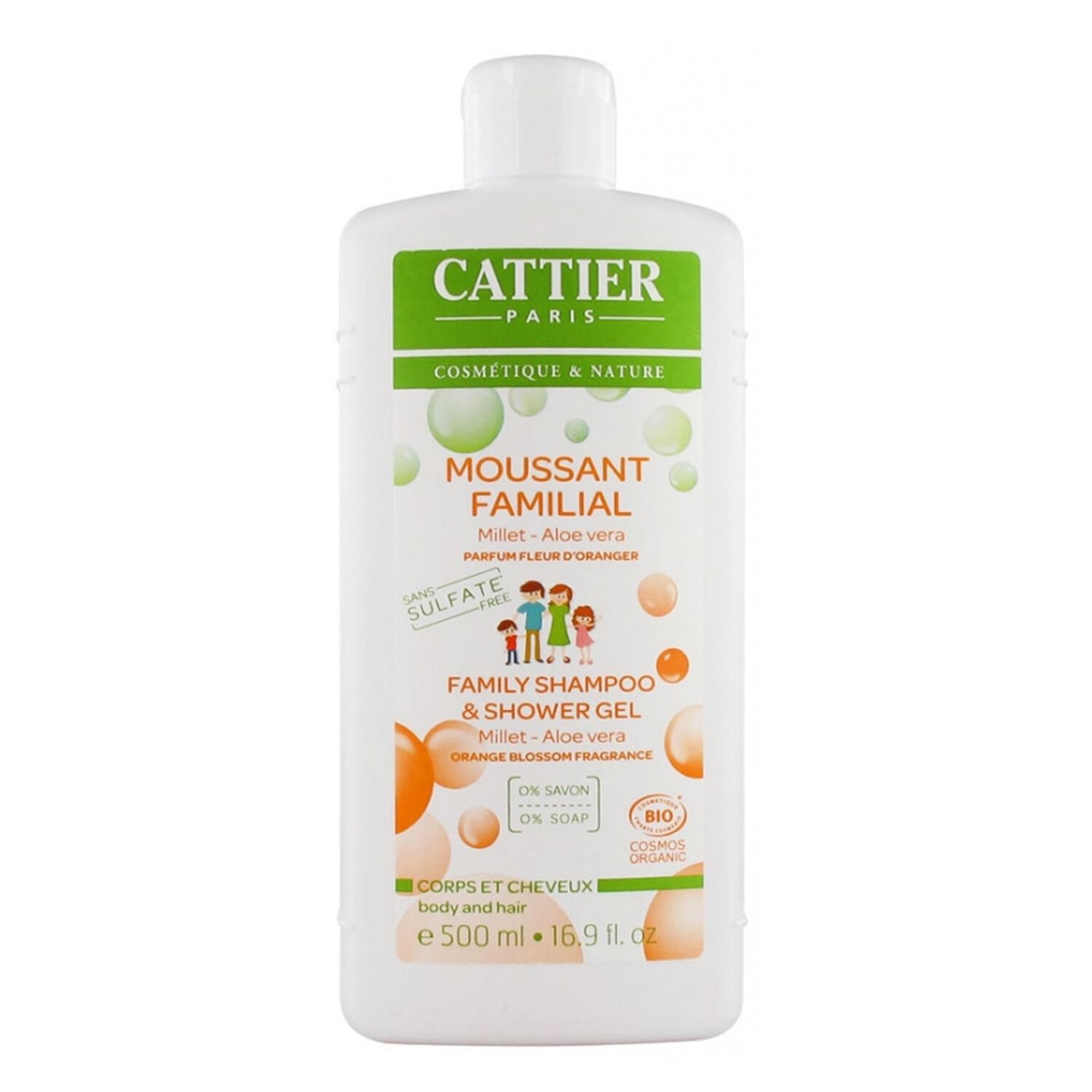 Cattier Moussant Familial Corps & Cheveux Millet & Aloe Vera 500 ml