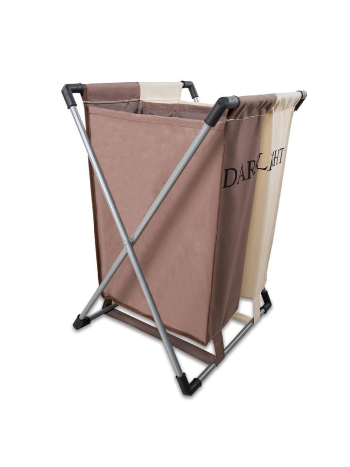Intirilife Wäschebehälter mit 2 Fächern in CREME BRAUN günstig kaufen onesize