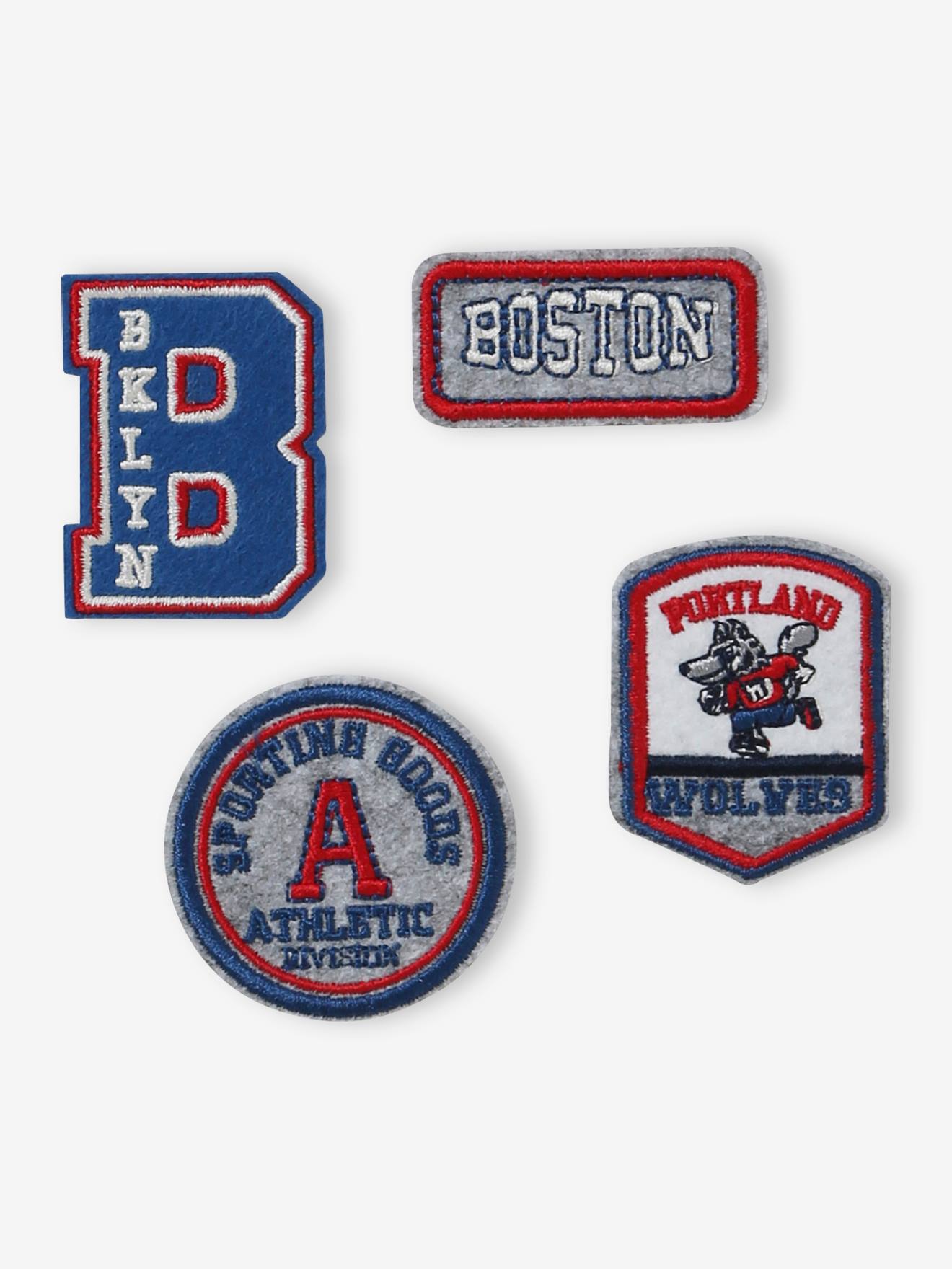 Lot de 4 badges thermocollants garçon bleu