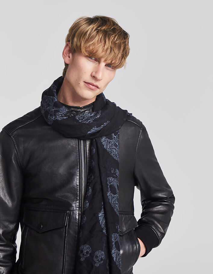 Chèche noir motif tête de mort Homme
