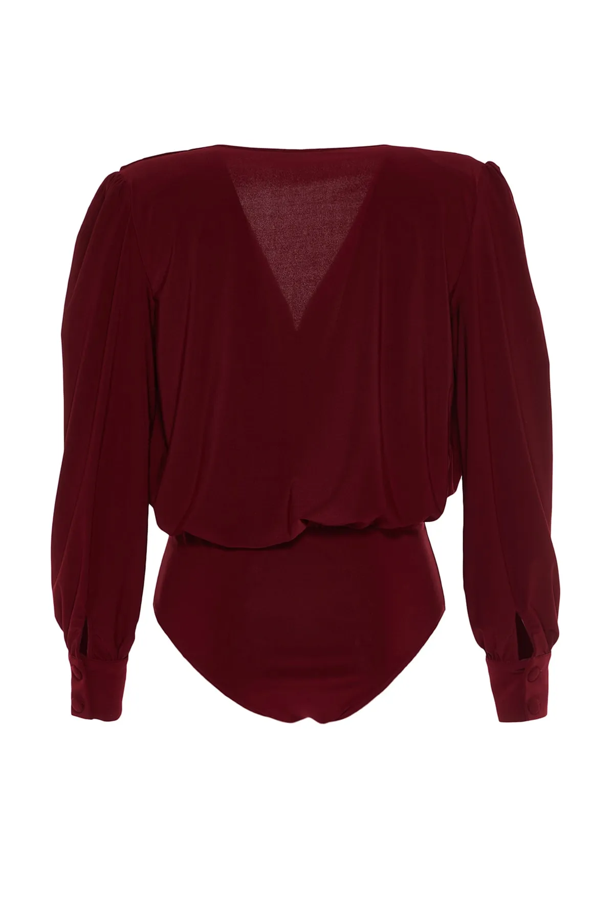 Trendyol Collection  Dunkelroter Wickel-Strickbody mit Druckknöpfen TPRSS21BD0029