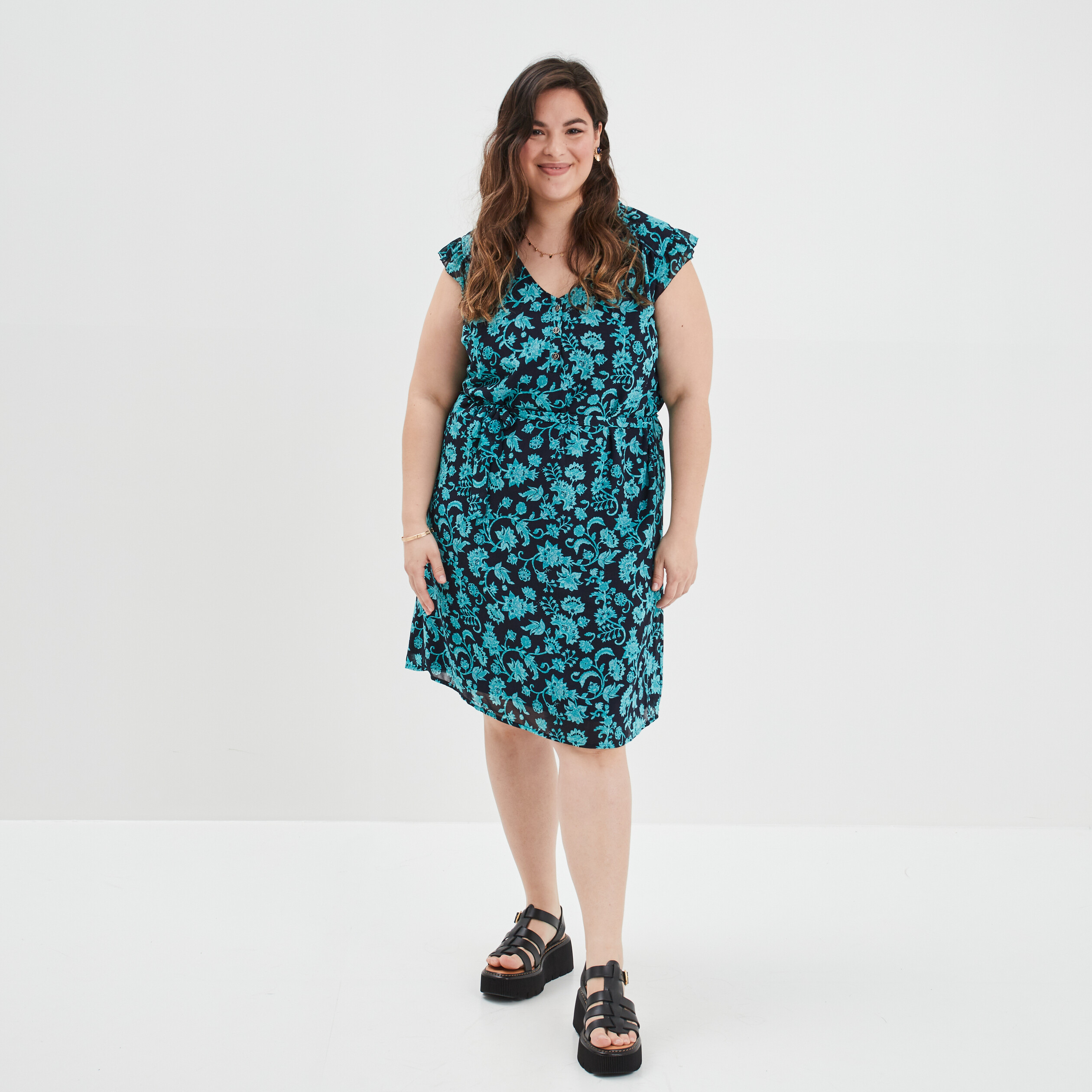 Robe droite sans manches bleu marine femme grande taille | La Halle