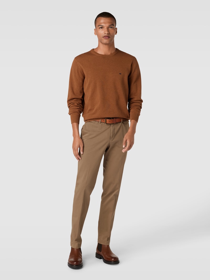 Regular Fit Chino im unifarbenen Design Modell 'Tilo' in haselnuss braun