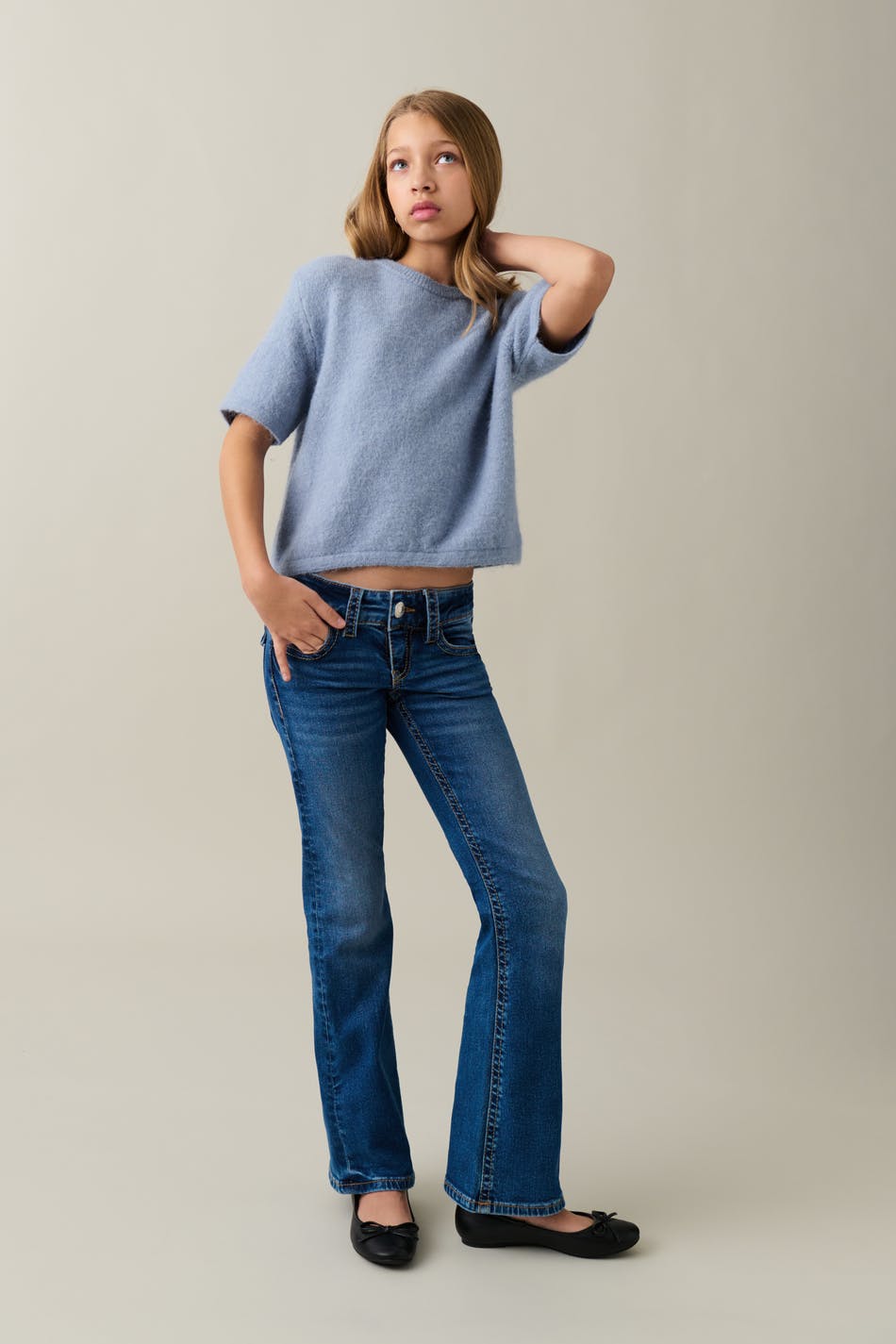 Chunky low flare jeans