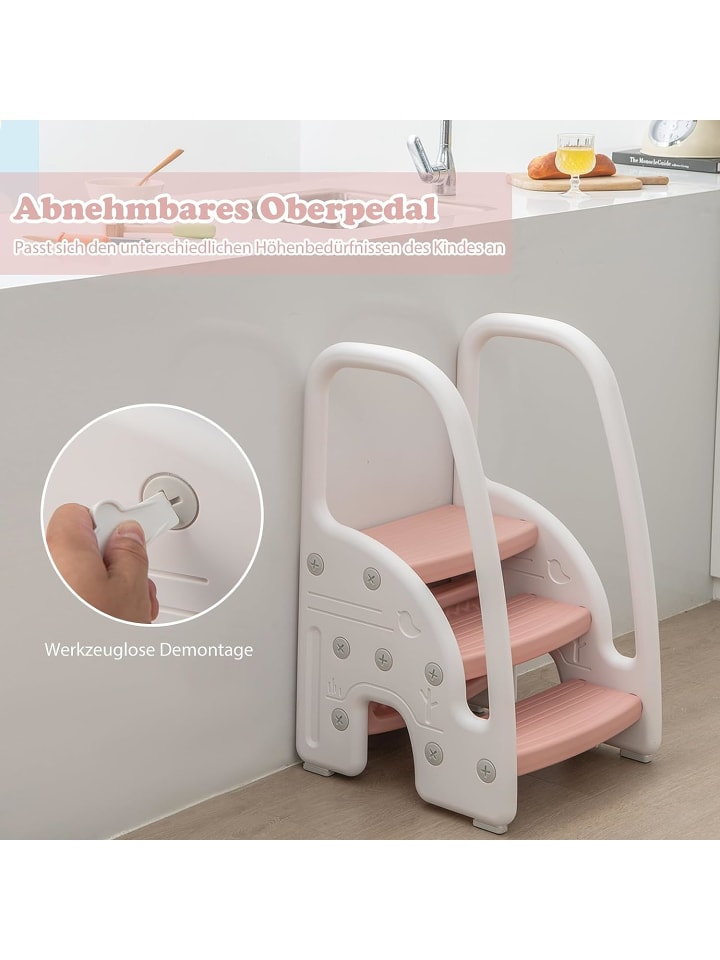 COSTWAY 3 stufig Tritthocker ab 1 Jahre in Rosa günstig kaufen 42 x 42 cm