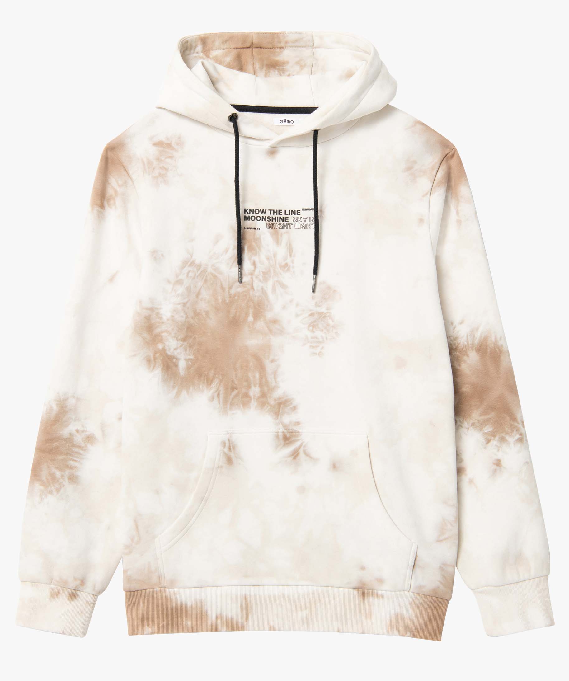 Sweat homme tie-and-dye à capuche beige | GEMO