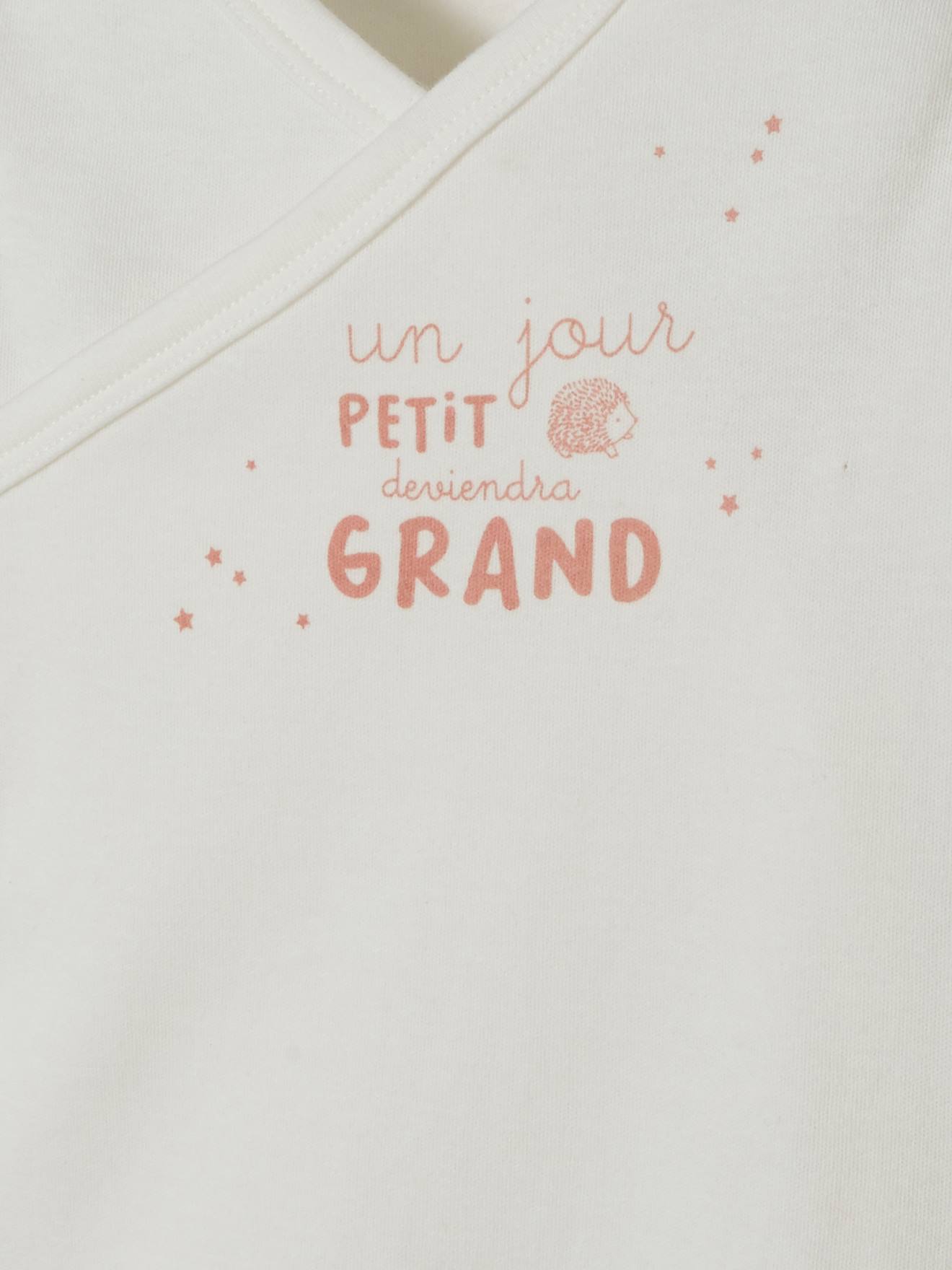 Lot de 3 bodies manches longues en coton bio ouverture naissance ivoire